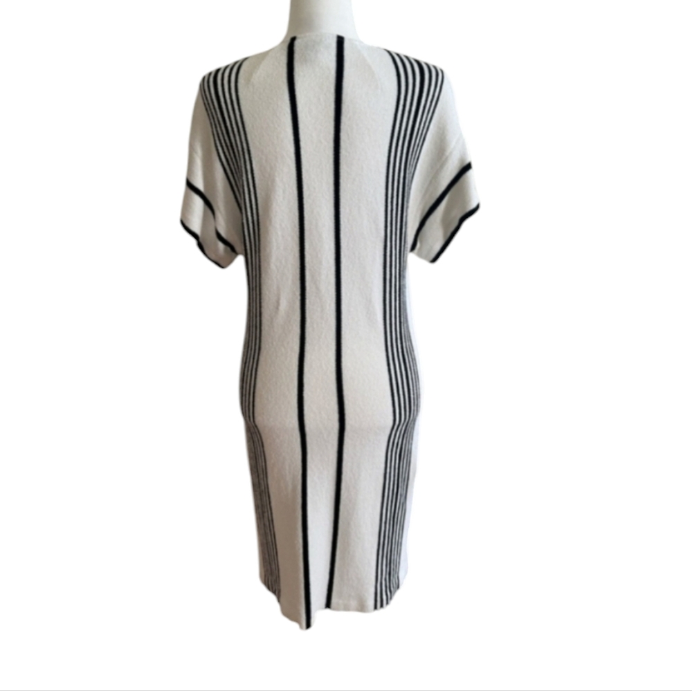 St John white black Terry Cloth  striped knit tunic dress size L - Picture 4 of 16